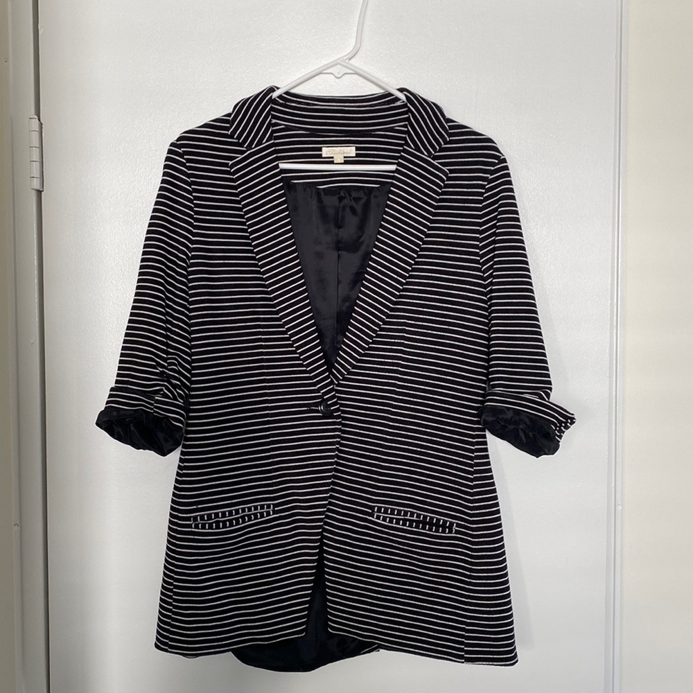 Shoshanna Black & White Striped Blazer - Size 6